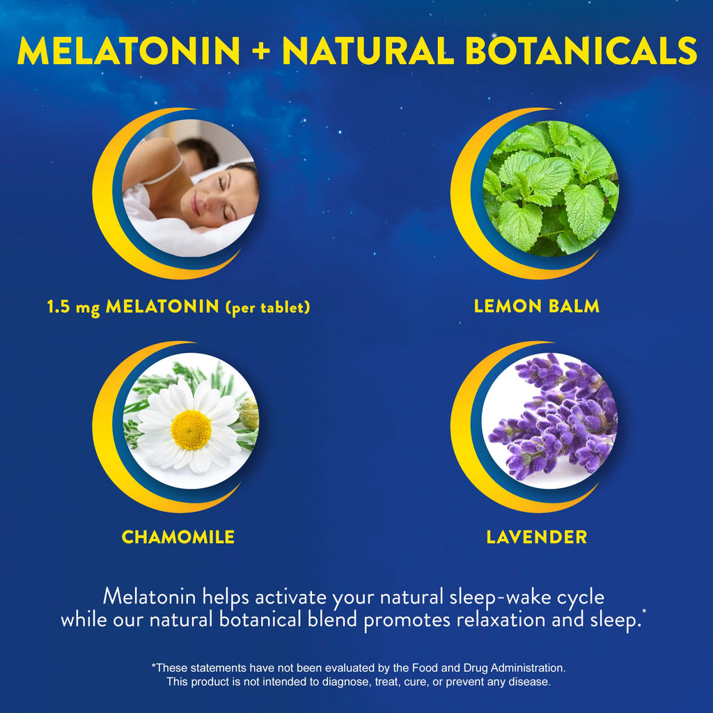 MidNite Back To Sleep Low Dose, 1.5 mg Melatonin Sleep Aid, Non-habit Forming, Herbal Dietary Supplement For Adults, Drug-free, Gluten-free, Lactose-free, Vegetarian, Vegan, 30 Quick Melt Tablets 2 ct
