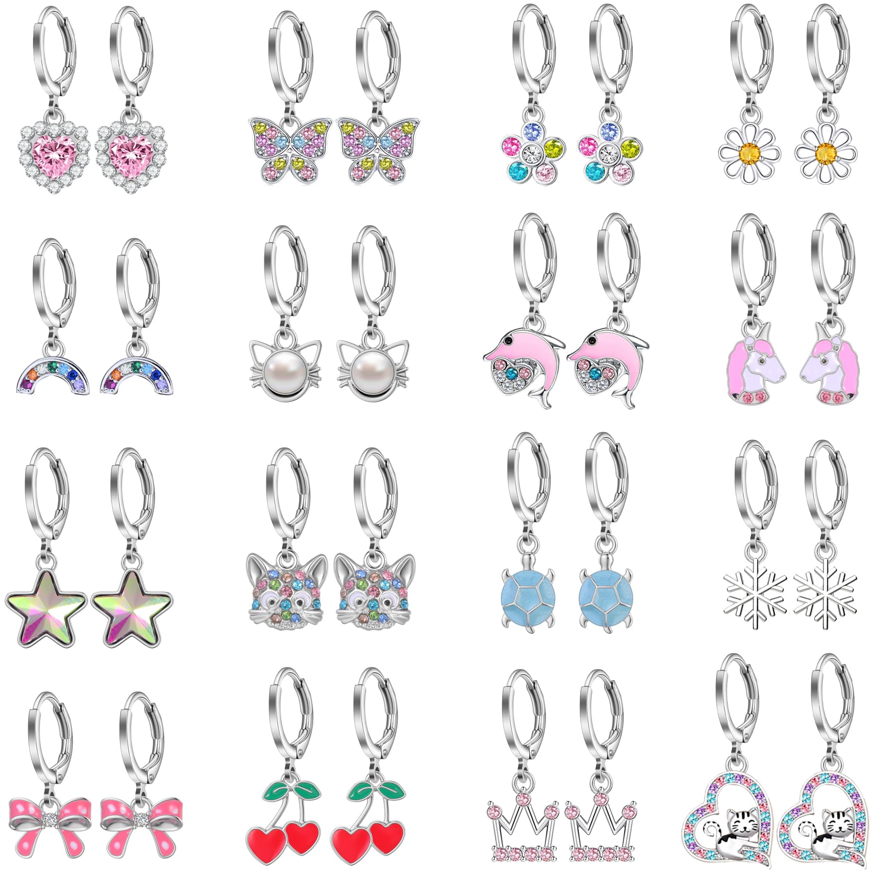 16 Pairs Hypoallergenic Earrings for Little Girls Teens Kids