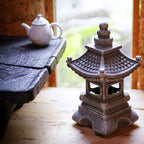 Solar Pagoda Lantern Garden Statue Japanese Zen Lantern Outdoor Decor with LED Light for Landscape Balcony Patio Porch Yard Art Ornament