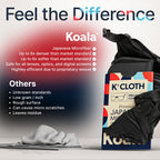 Koala Lens Cleaning Cloth | Japanese Microfiber | Glasses Cleaning Cloths | Eyeglass Lens Cleaner | Eyeglasses, Camera, VR/AR Headset, and Screen Cleaner | Black & Green (Pack of 6)