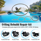 O-Ring Rebuild Repair Kit for Jandy Zodiac FHPF, FHPM, FloPro & VS FloPro Series Pool Pump, (Diffuser/Impeller/Backplate/Tail Piece Union/Trap Lid/Drain Plug) O-Rings/Water Slinger/PS-3890 Shaft Seal
