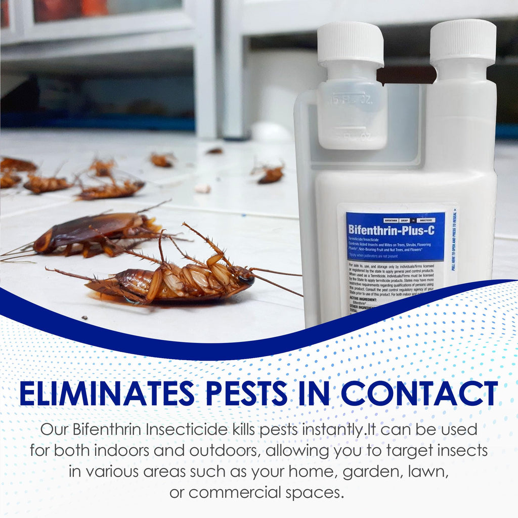 Bifenthrin Plus-C Insecticide (16 oz) - Roach Killer Indoor Infestation, Termite Treatment, Ant Control & Wasp Spray - Home Defense Pest Control, Residential, Commercial, and Industrial Use