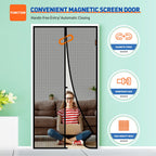 MAGZO Magnetic Screen Door, Fit Door Size 38 x 99 Inch, Actual Screen Size 40" x 100" Heavy Duty Mesh Curtain with Magnet Closure Black