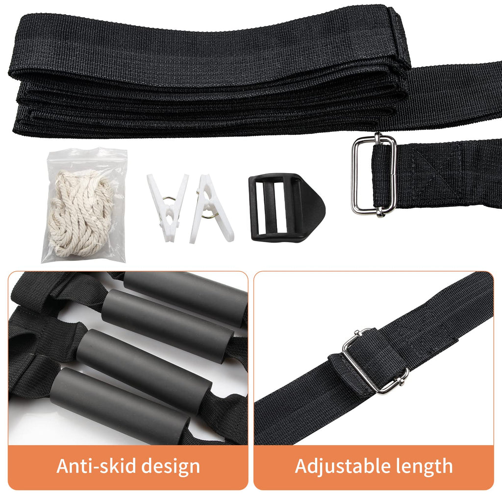 Bed Ladder Assist 160 Inch, Munzong Black Pull Up& Sit Up Assist Device, Assistive Bedside Straps w/ 5 Handle, Portable Rope Beds Ladder Helper for Elderly Senior Injury Handicap Patient Pregnant(4 m)