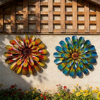 2 Pack Metal Flower Wall Decor, Hand-Painted Farmhouse Hanging Wall Art