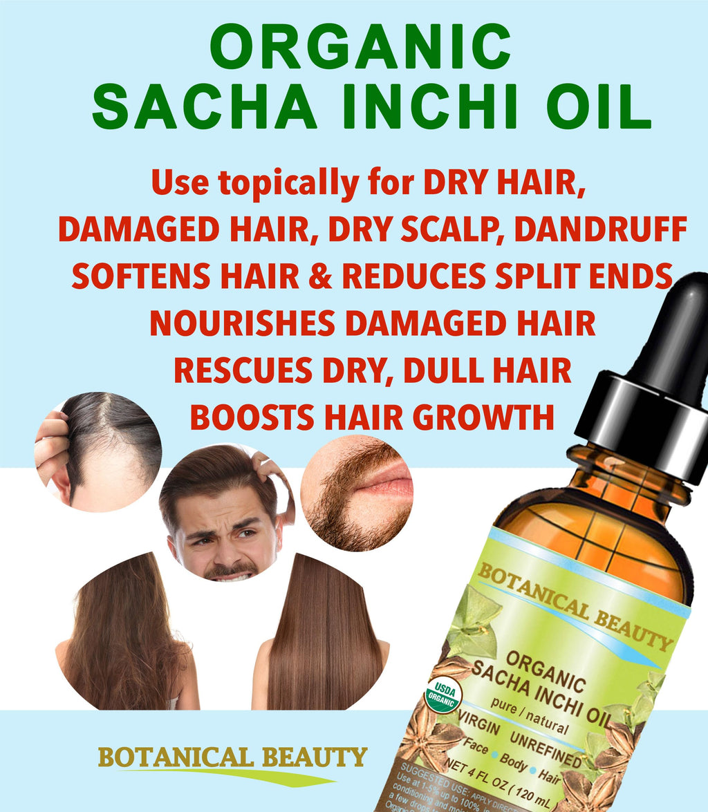 Botanical Beauty Organic SACHA INCHI OIL 100% Natural Pure Undiluted Virgin Unrefined Cold Pressed Carrier Certified Organic Oil For Face, Skin, Hair, Lip, Nails, Rich in Vitamin E (1 Fl Oz 30 ml)