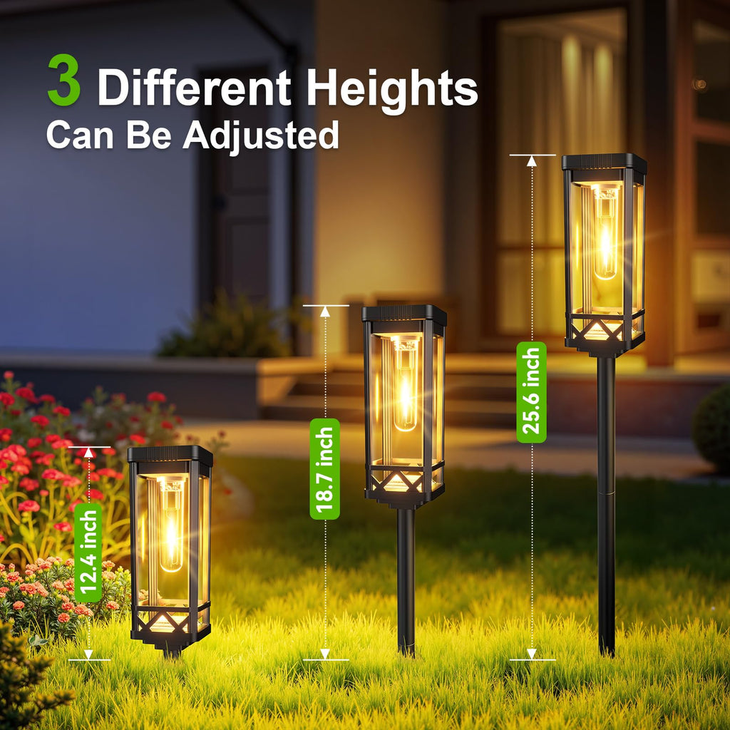 KOOPER Taller Solar Pathway Lights Outdoor, 4 Pack Upgraded Brighter Solar Garden Lights Solar Powered, Up To 15 Hours Outdoor Solar Lights for Yard Landscape Lighting Path Walkway Driveway Sidewalk