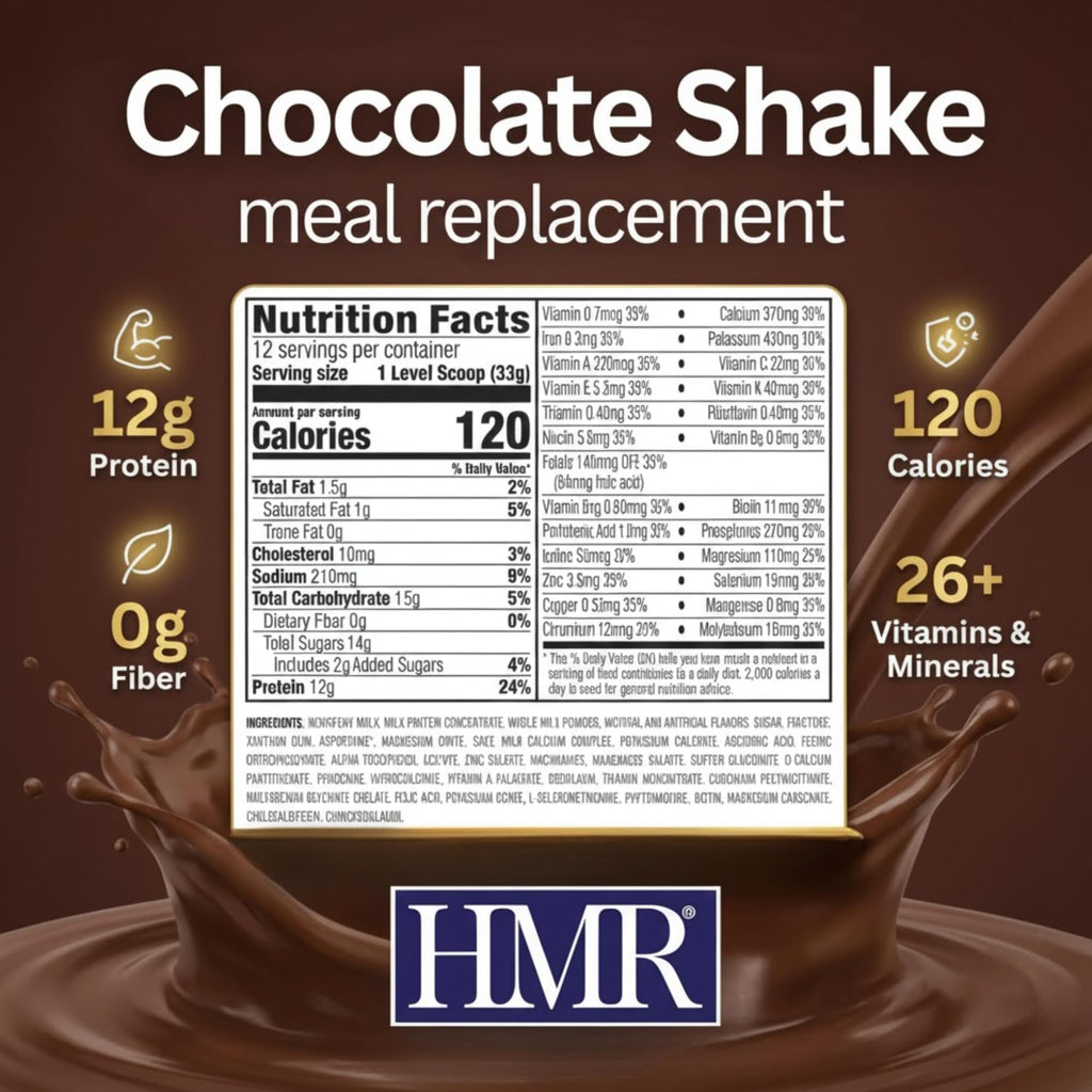 HMR 120 Chocolate Shake Meal Replacement Powder | Chocolate Shake Mix to Support Healthy Weight Loss | 12g of Protein | Nutritional Drink | Low Calorie Food | 12 Servings
