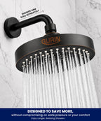 GURIN Shower Head - Powerful High Pressure Rain Shower Head 6 Inch - Luxury Rainfall Showerhead with Adjustable Angles, 90 Anti-Clog Nozzles, Tool-Free 1-Min Install, Premium Oil Rubbed Bronze Finish