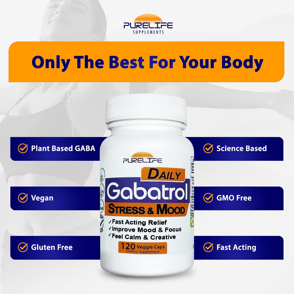 Gabatrol Daily – Plant Based GABA Supplement. Vegetarian and Vegan Friendly (120 Veggie Caps)