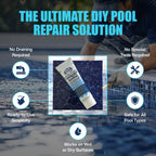 Pool Patch Underwater Pool Tile Adhesive (4 oz) – Waterproof Pool Tile Setting Paste – Professional Strength Adhesive for Ceramic, Mosaic & Stone – Works 100% Submerged, No Need to Drain Pool