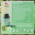 Soursop Graviola Supplement with Sea Moss, Moringa, Turmeric, Black Seed Oil, Oregano, Ashwagandha | 20-in-One Herbal extracts for Overall Health-Enhancing | Vegan, Non-GMO | 60 Capsules