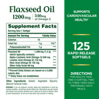 Nature's Bounty Flaxseed and Omega 3, Dietary Supplement, Supports Cardiovascular Health, 1200mg, Softgels, 125 ct (Pack of 2)