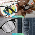 SKYWAY Reading Glasses Lighted Rechargeable Magnifying LED Readers with Lights Eyewear Clear Vision Unisex（1.5X）