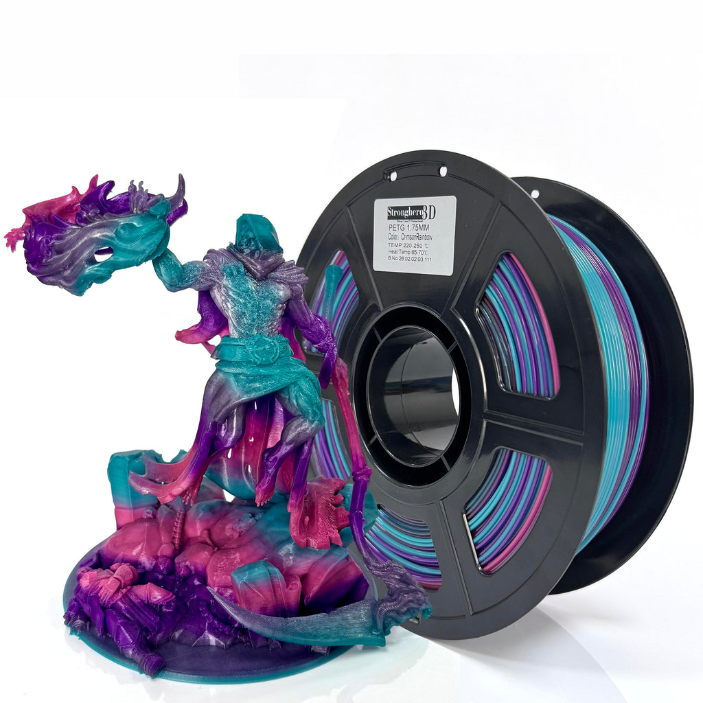 Stronghero3D PETG 3D Printer Filament 1.75 mm,Crimson Rainbow,Multi Color,Purple Turquoise,Accuracy +/- 0.05 mm net Weight 1 kg（2.2lbs