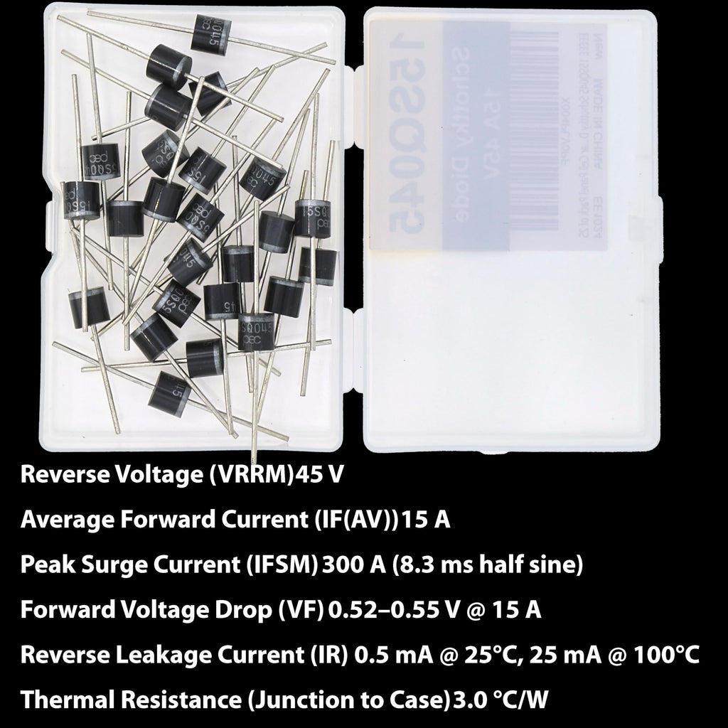 EEEEE 15SQ045 Schottky Diode (25pcs) 15A 15 Amp 45 Volt 45V Diode Axial Schottky Blocking Silicon Diodes