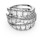 Swarovski Hyperbola Ring, Mixed Cuts, Clear, Rhodium Finished; Size: Us 7; Eu 55