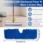 Mop Heads Replacements for Ocedar 3-Action Microfiber Flip Mop, 3 Pack Double Sided Mop Replace Head Mop Refills with Microfiber & Chenille for Dry Wet Use, Reusable, Machine Washable