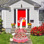 FuWeave Porch Goose Outfit 23'' Statue Apple Dress Hat Fall Decor