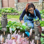 WonderField Fake Owl Decoys to Scare Birds Away-15.8 Inch, Rotating Head Sculptures, Nature Enemy Scarecrow Plastic Owl Statues, Bird Control and Pigeon Deterrent Outdoor for Outside, Patio, Yard
