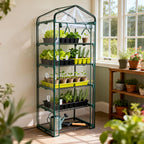 Worth Garden 5 Tier Mini Greenhouse - 75'' H x 27'' L x 19'' W - Sturdy Portable Gardening Shelves with Transparent PVC Cover - Small Porch Green House for Growing Plants Flowers Indoor & Outdoor