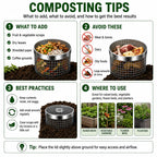 4PCS Inground Worm Composting Bin Turn Food Waste into Nutrient-Rich Soil Increase Soil Fertility Stainless Steel Composting Bin with Holes and Lid for Outdoor Garden Vegetable Patch Backyard