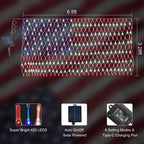 DBFAIRY Solar American Flag Lights Outdoor,420 LEDs American Flag Net Lights 6.5ft x 3.28ft Super Bright,Memorial Day Decorations of The United States for Independence/National/Memorial Day,July 4th