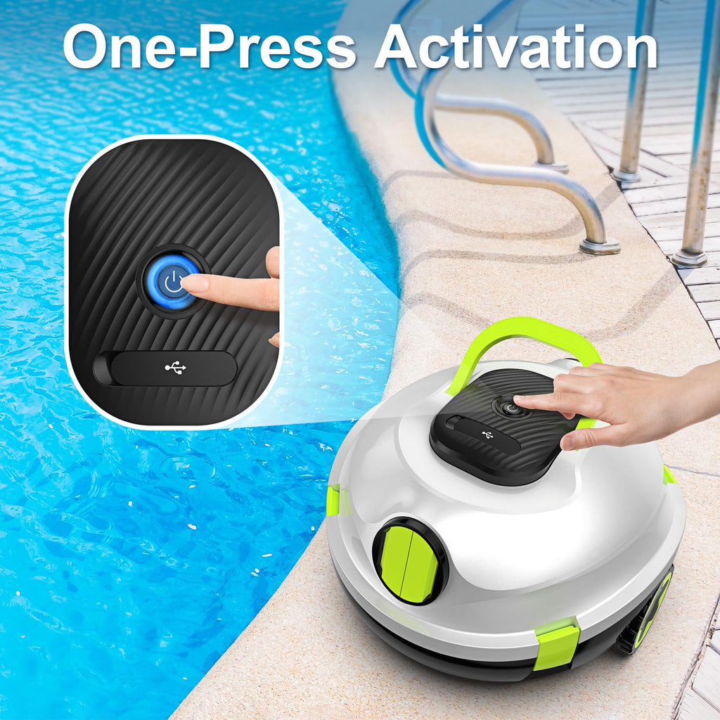 Y20 Robotic Pool Cleaner, Cordless Pool Vacuum for Above Ground & Inground Flat Pools with Dual Motors, 120 Min Runtime, Auto-Parking, Powerful Pool Vacuum Robot for Up to 1100 Sq.Ft