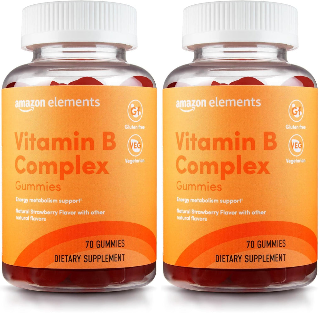 Amazon Elements - B-Complex, Supports Immune and Normal Energy Metabolism, 70-Day Supply, Vegan, Adult, Non-GMO (Previously Revly), 70 Gummies (Pack of 2)