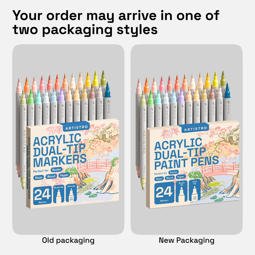 ARTISTRO 24 Pastel Dual-Tip Acrylic Paint Marker Pens for Drawing