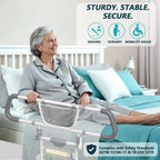 Packve Foldable Bed Rails for Elderly Adults Safety - Bed Side Assist Rail for Seniors with Extendable Guard Rails & Storage Bag, Adjustable Height Bedrails for Queen King Full Size Bed
