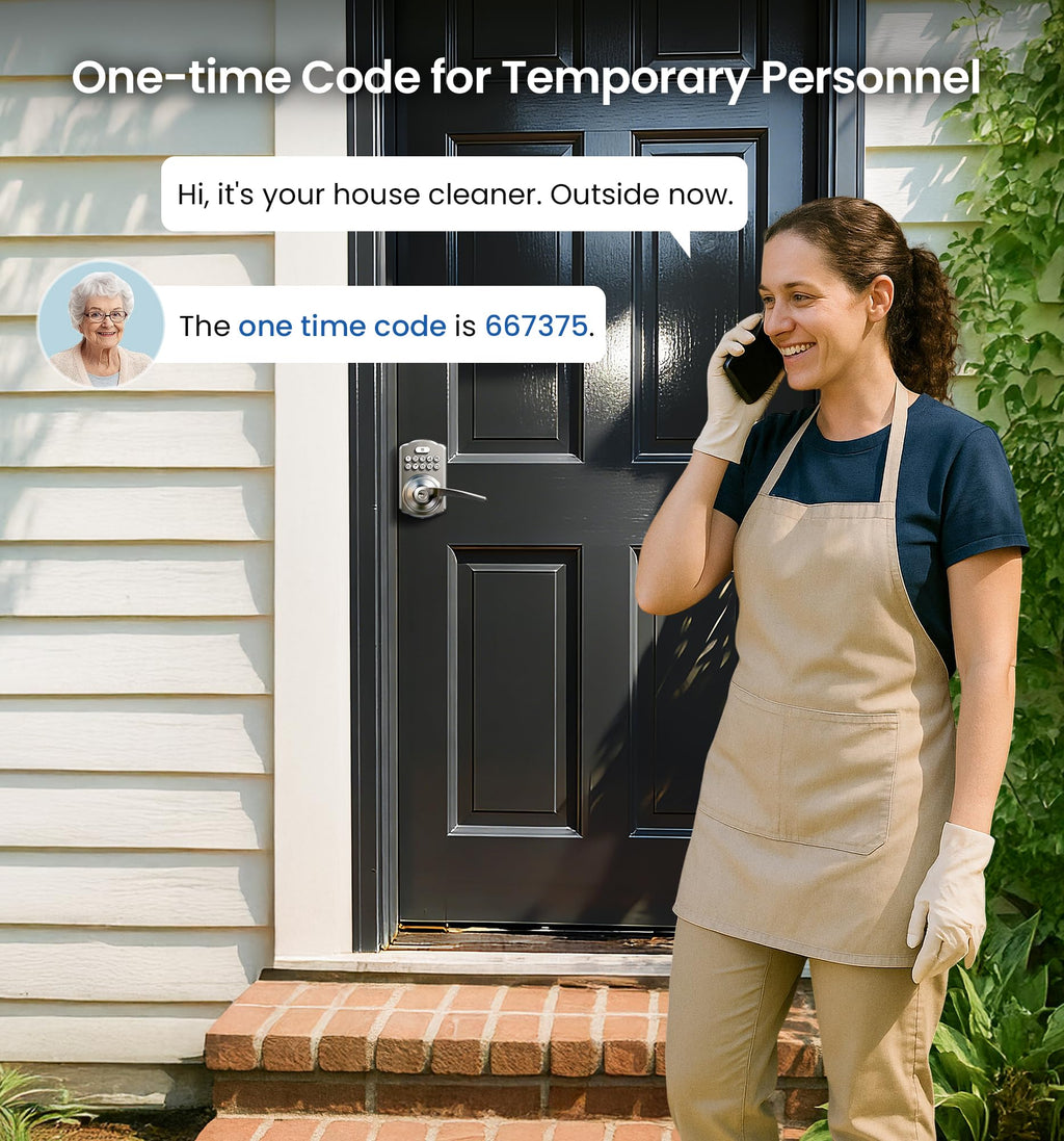 Veise Keypad Door Lock with Handle, Keyless Entry for Front Door & Bedroom, Electronic Lock with Code, Auto-Locking, Easy Installation, Passage Mode, Satin Nickel