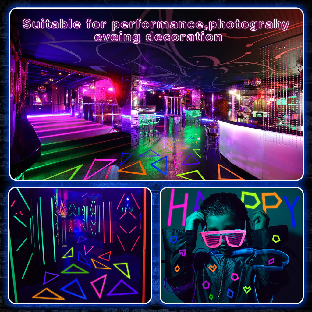 Whaline 6 Colors Neon Gaffer Cloth Tape, Fluorescent UV Blacklight Tape for UV Party (0.6 inch x 16.5 feet)