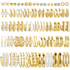 42 Pairs Gold Hoop Earrings Set for Women, Multiple Styles