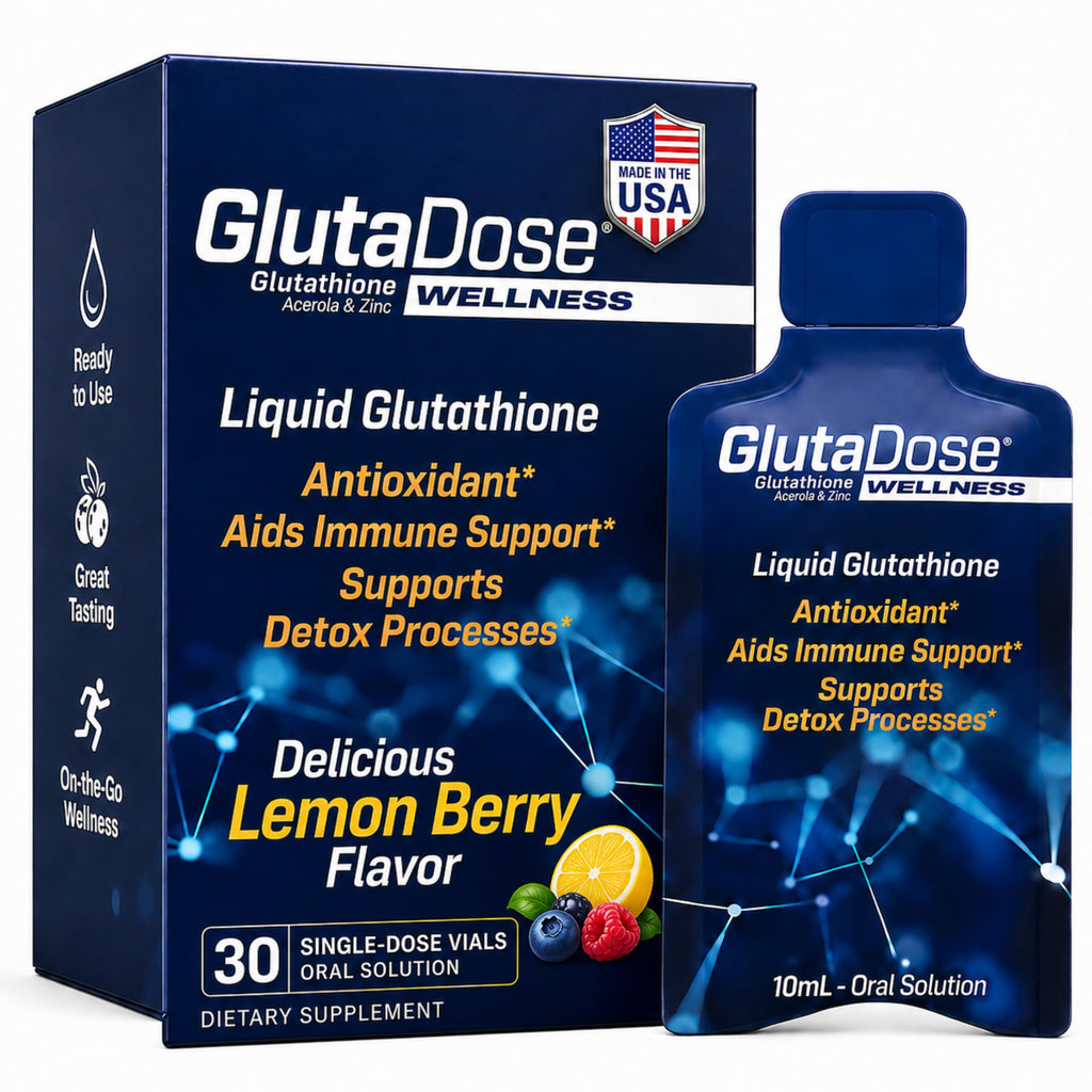 Liquid Glutathione Supplement, Lemon Berry Flavored Acerola Energy Booster w/Zinc, Daily Vitamins & Minerals, Zero Sugar Formulation, Everyday Auto-Immune Support for Adults, 0.34 fl oz, Pack of 30