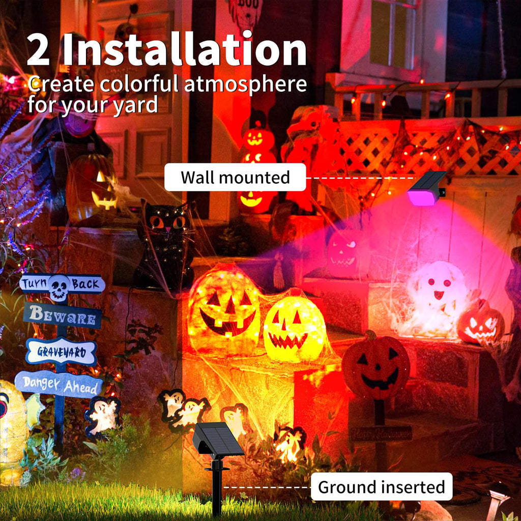 WENATY Solar Spot Lights Outdoor Color Changing, [7 Mode/6 Pack] Christmas Landscape Spotlights, Solar Lights Outdoor Waterproof, Solar Led Powered Flood Light for Outside Pathway Yard Garden Walkway