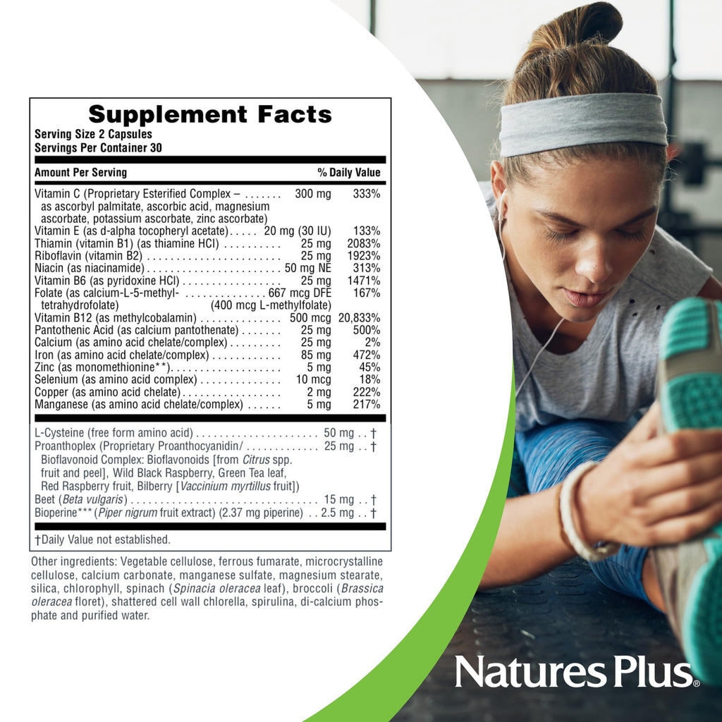 NaturesPlus Hema-Plex Iron - 60 Fast-Acting Capsules - 3 Pack - 85 mg Chelated Iron + Vitamin C & Bioflavonoids for Healthy Red Blood Cells - Vegan, Gluten Free - 90 Total Servings