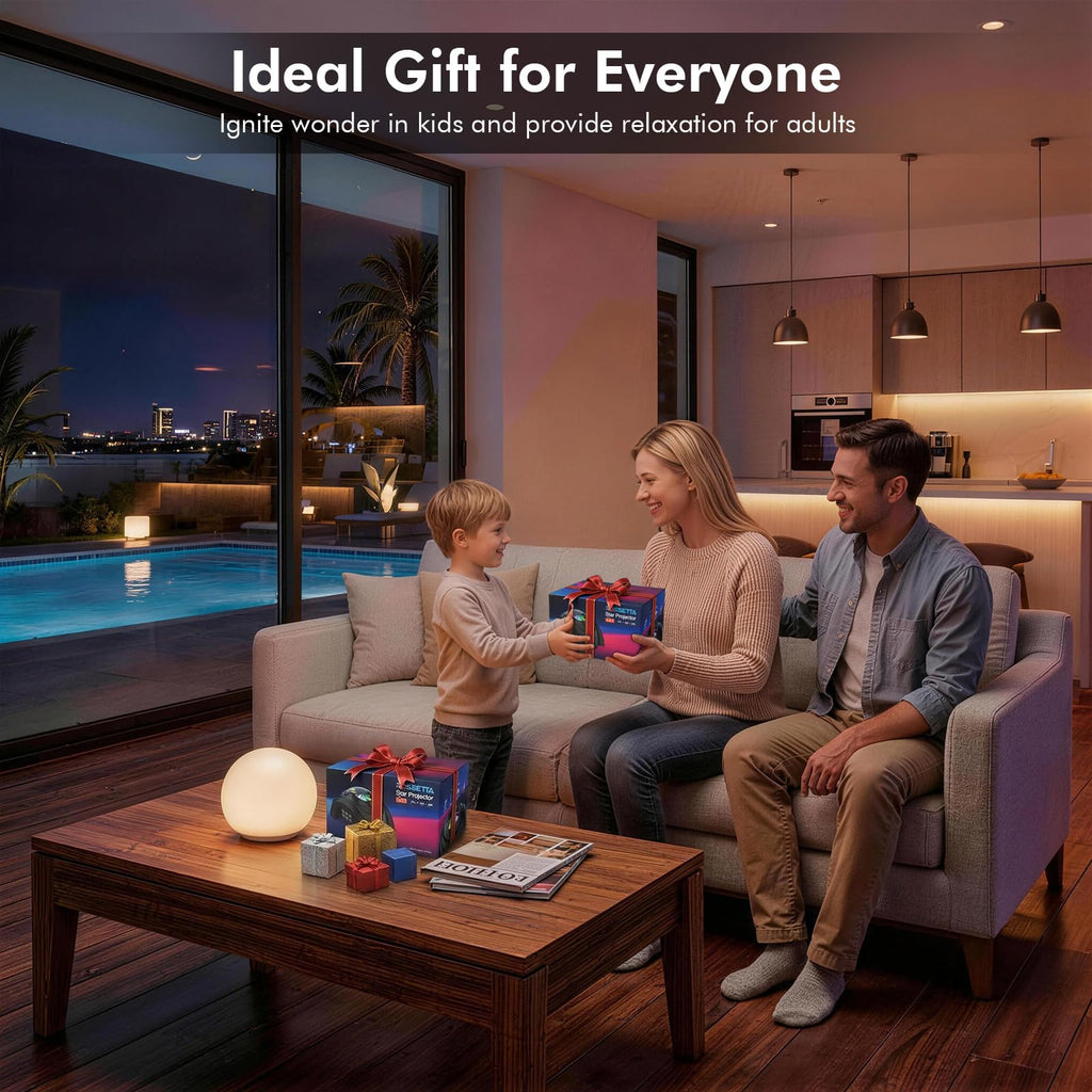 Rossetta Dual Lens Galaxy Projector, Star Projector for Bedroom with 58 Light Effects, Night Light Projector with White Noise & Bluetooth Speaker, Remote Timer, Room Decor Gift for Kids Adults Teens