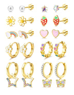 Hypoallergenic Earrings for Girls,Surgical Steel Flat Back Earrings Gold