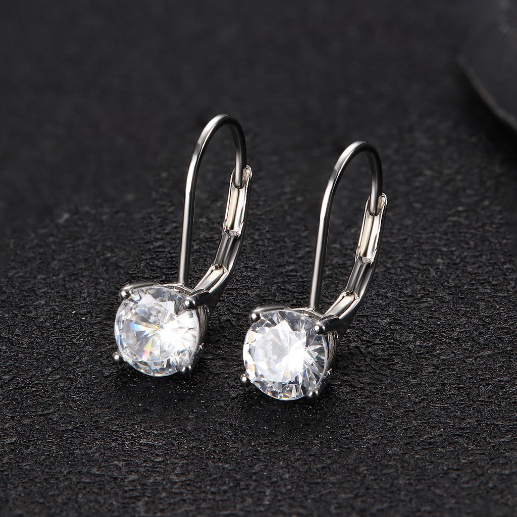 Milacolato 925 Sterling Silver Leverback Drop Earrings for Women,Round CZ