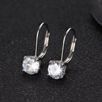 Milacolato 925 Sterling Silver Leverback Drop Earrings for Women,Round CZ