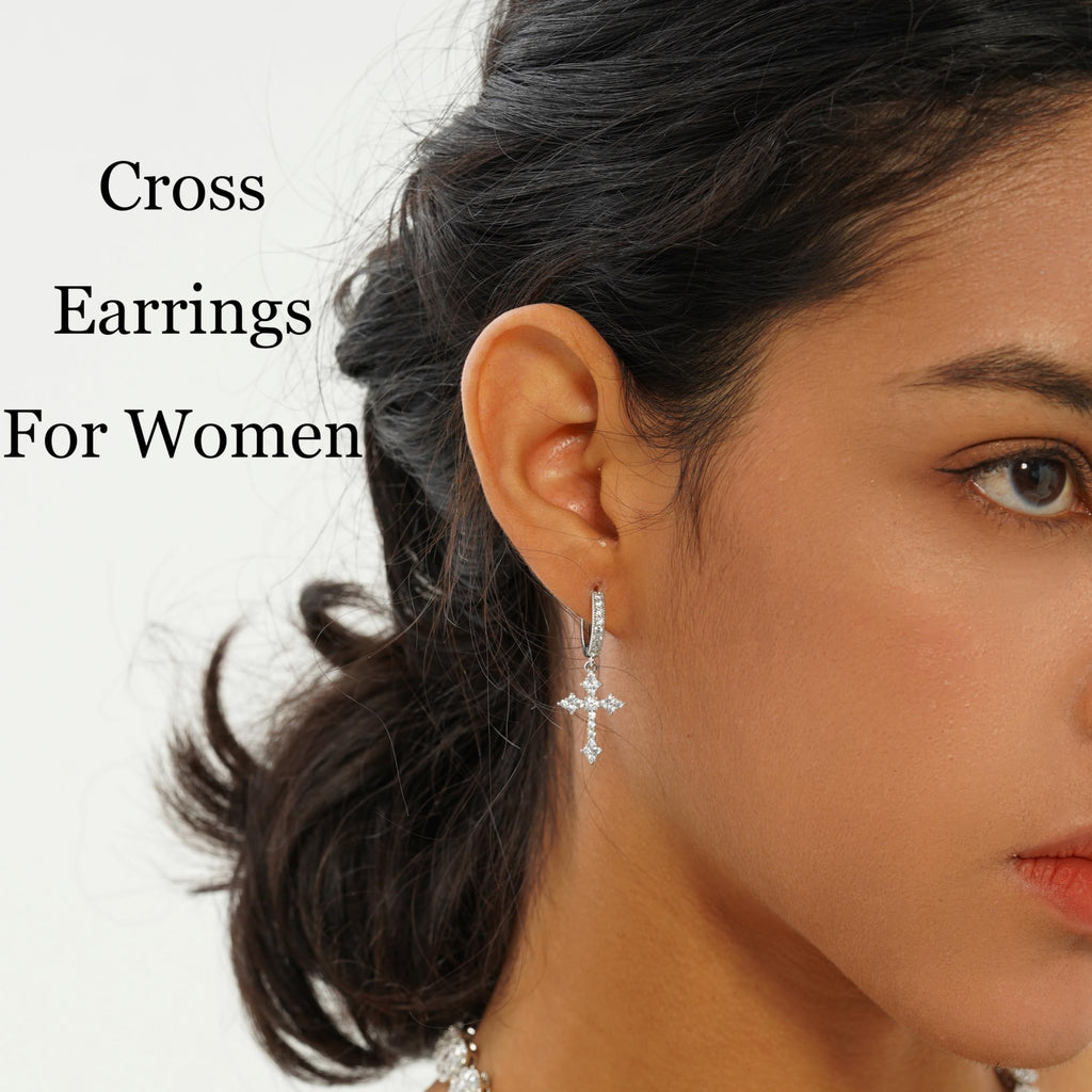 JINAO Cross Hoop Dangle Earrings for Men Women Gold