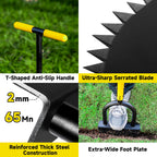 BlumeTrec Manual Edger Lawn Tool with 38"-42" Adjustable Length, Saw-Tooth Border Edger with Wide Footplate Manganese Steel Blade, Garden Edging Tool for Flower Beds, Landscaping, Sidewalks, Yard