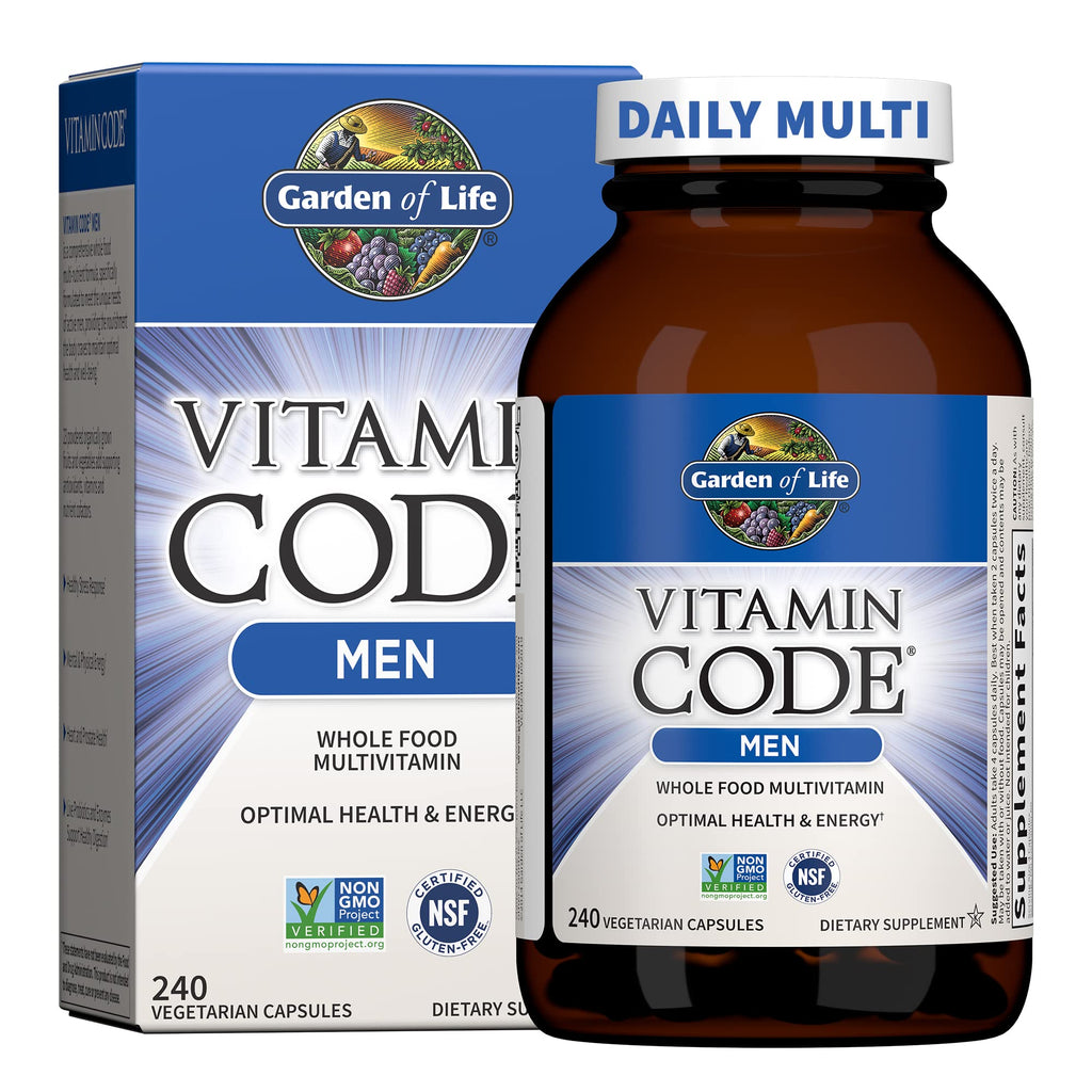 Garden of Life Vitamin Code Men's Multivitamin with Probiotics - Heart Health, Prostate Health and Digestive Support, Non-GMO, 240 Capsules