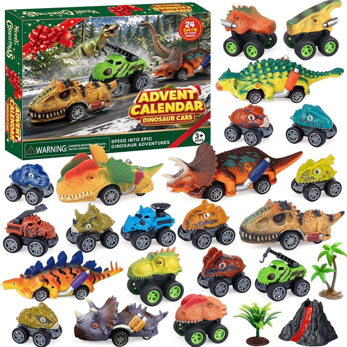 Advent Calendar 2026 Kids Boys,Dinosaur Monster Truck 24 Days Countdown Toy