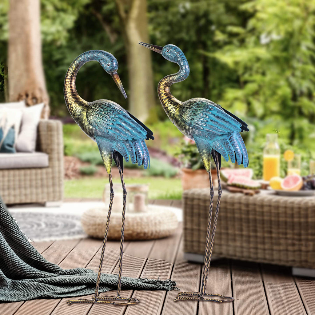 Natelf Outdoor Garden Crane Statues Blue Heron for Lawn Yard Decor