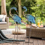 Natelf Outdoor Garden Crane Statues Blue Heron for Lawn Yard Decor