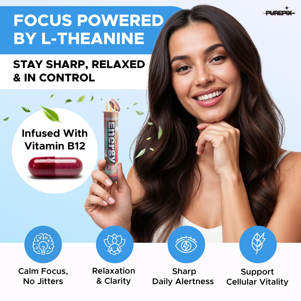 PurePix Energy Flavored Toothpicks with B12 & L-Theanine in 5 Bold Flavors (Apple Mint, Blurazz Ice, Cinnamon Ice, Spearmint, Strawberry Ice), 20mg Caffeine Birchwood Infused Toothpick, (5×20 Count)