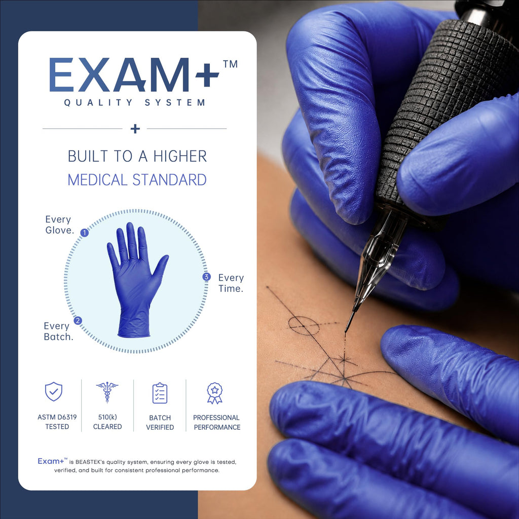 BEASTEK Nitrile Exam Gloves 4Mil Powder-Free Disposable Blue Violet 100Ct M