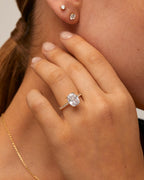 PAVOI 14K Yellow Gold Plated 3CT Cushion Cut Elongated CZ Engagement Ring